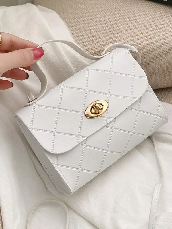 Fashion Quilted Pattern Pu Leather Crossbody Bag, Casual Solid Color Shoulder Bag for Women, Trendy Versatile High-quality Daily Commuting Bag, Sling Purse 3