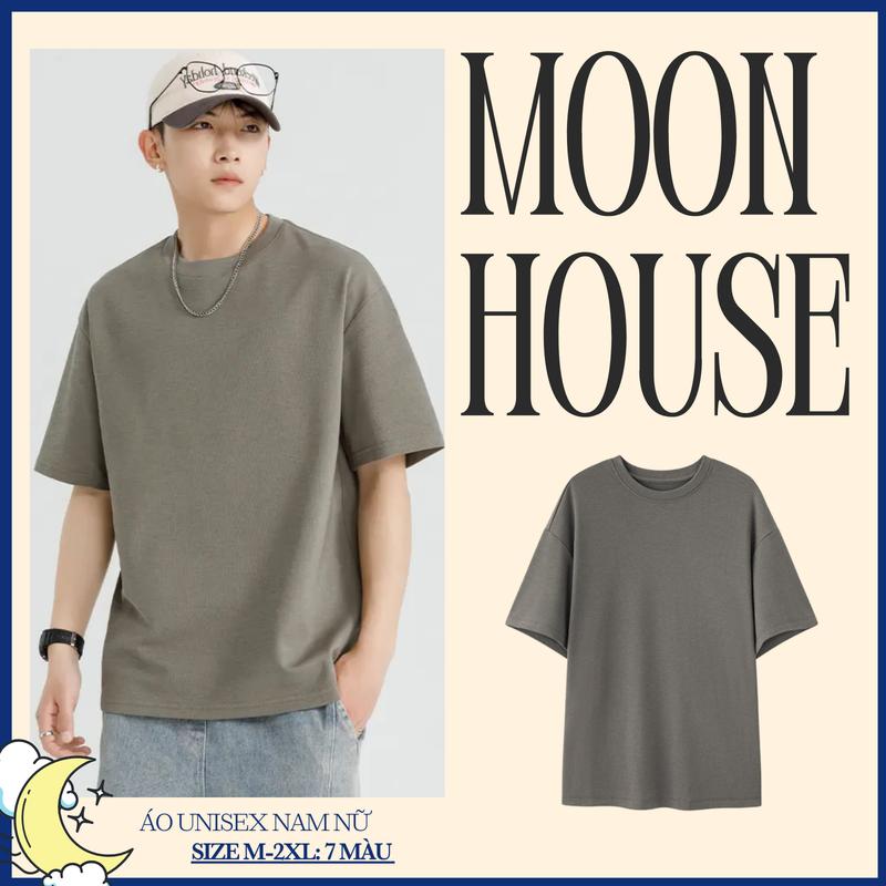 Áo phông trơn Cotton nam nữ MOON HOUSE MÀU GHI ĐẬM bacsic đơn giản trẻ trung dành cho mọi lứa tuổi Menswear Cổ Tròn