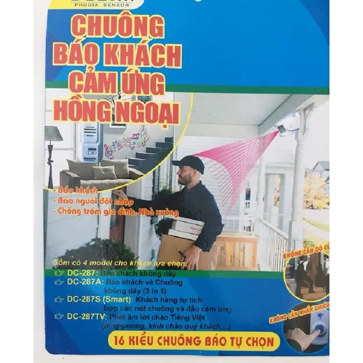 Chuông Báo Khách Cảm Ứng Hồng Ngoại Không Dây 1