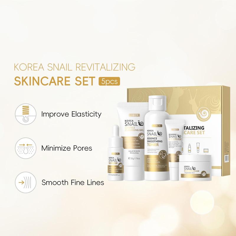 Snail Essence Skin Care Set, 1 Set Facial Cleanser & Toner & Serum & Eye Cream & Moisturizer, Professional Skincare Kit for Women & Men, Good Molecules Skincare, Valentine's Day Gift, Skincare 6