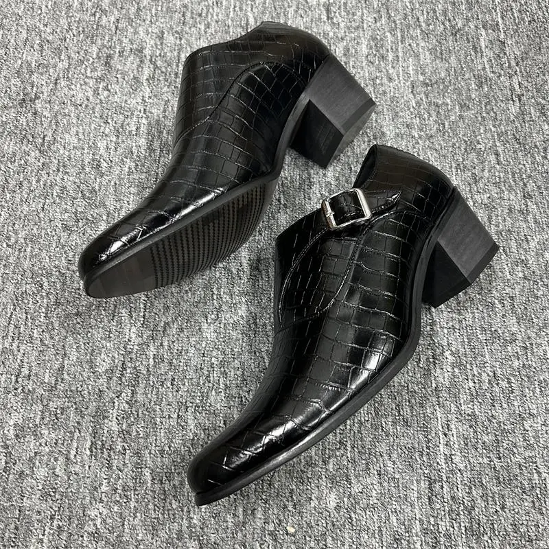 Giày Nam, Tăng 6cm, Thích Hợp Cho Công Sở, Tiệc Tùng Và Đám Cưới, Mũi Nhọn, Cao Hơn, Phong Cách Công Sở, Buộc Dây, Trang Trọng, Gót Cao, Làm Bằng Da