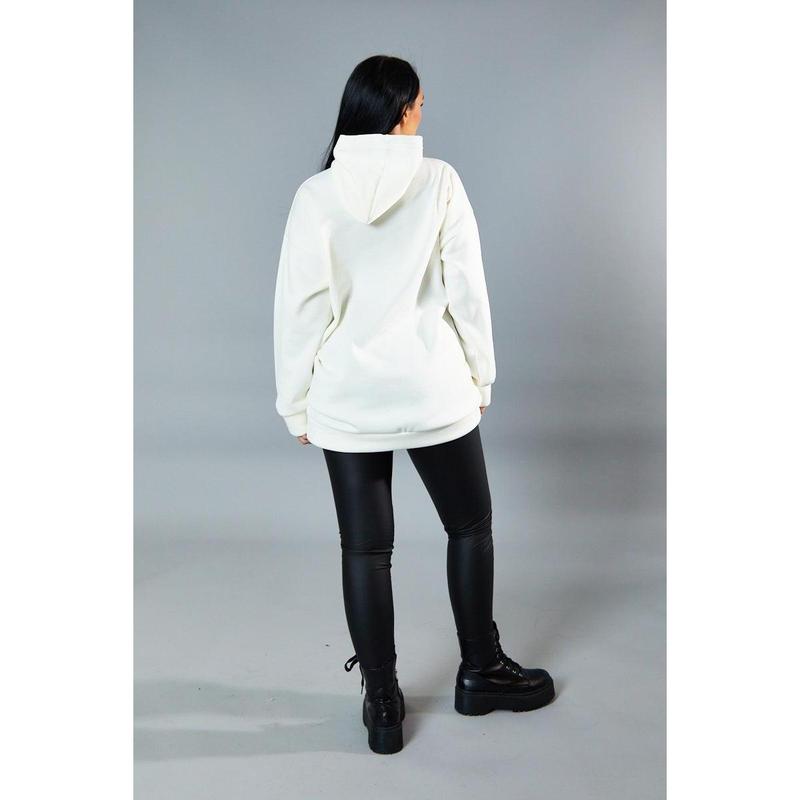 Cream Oversized Slogan Hoodie - Sora 3
