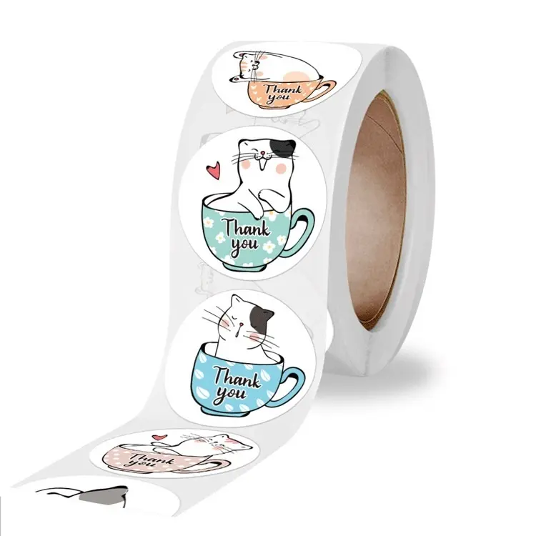 HL0596 Stiker Thank You Roll 500pcs Stiker Thank You Tempel Sticker Paper Stationery