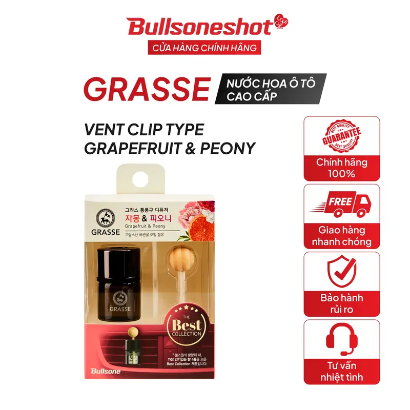 Grasse Diffuser Vent ClipType Grapefruit & Peony – Nước hoa ô tô cao cấp của Pháp 0