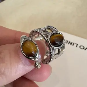 GLITERGLAM - Cincin Retro Vintage Pria Dan Wanita Tiger Eye Terbaru Dan Kekinian Cincin Fashion Trendy Keren