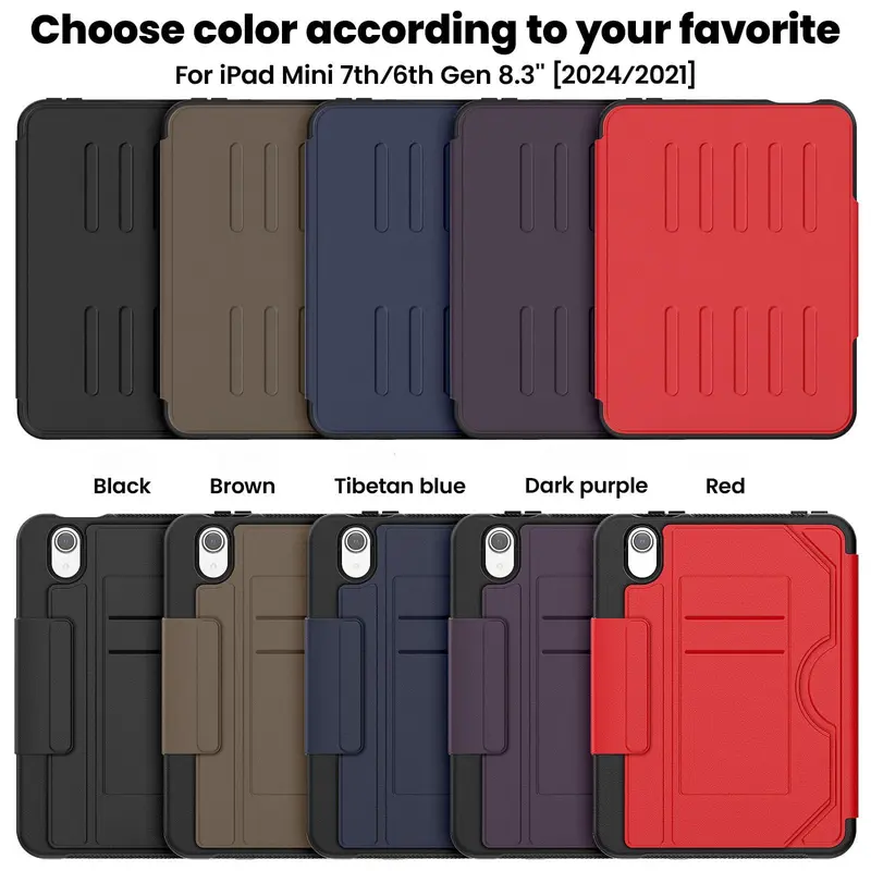 Magnetic Smart Case, Business Case with Multi-angle Stand Cover, Shockproof Tablet Protective Cover for iPad Mini6 2021/Mini7 (A17pro) 2024 1