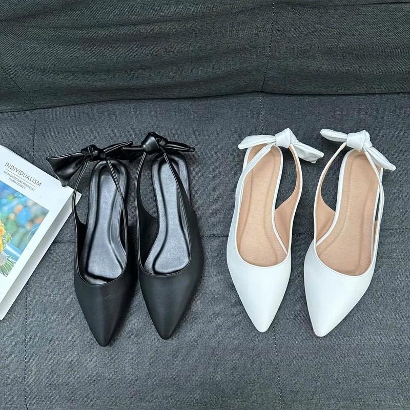  Dép sục nữ mũi nhọn quai trơn thắt nơ hậu đơn giản mới chất mềm êm chân  bigsize từ 35 đến 45  