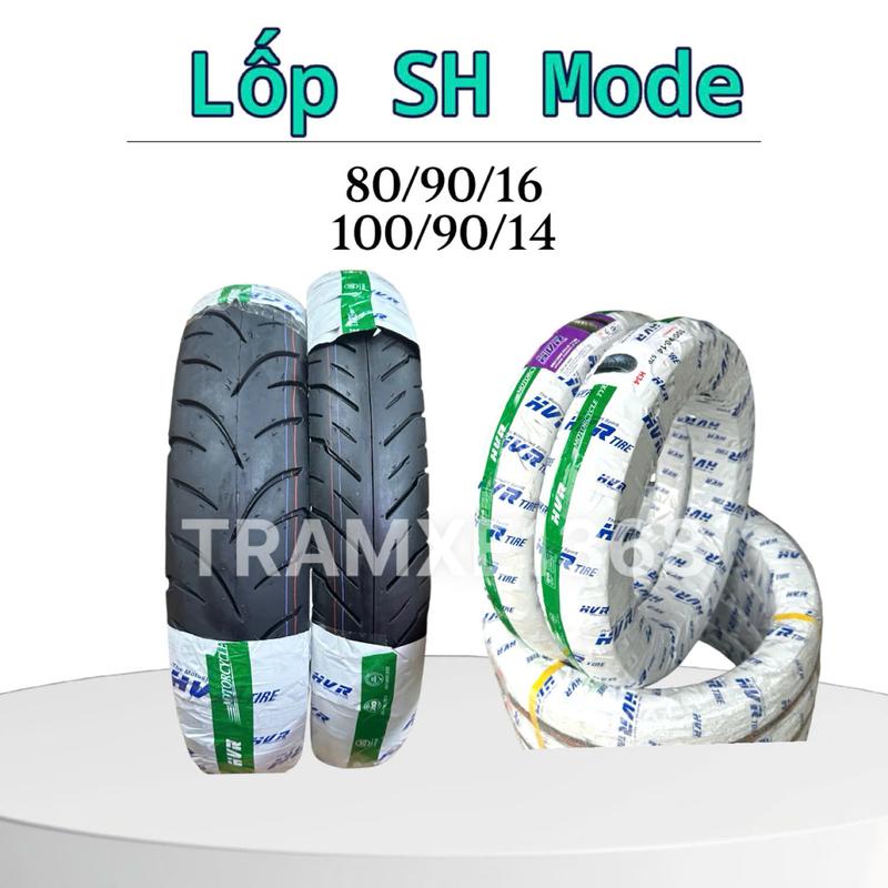 1 Cặp Vỏ Xe SH Mode thương hiệu HVR công nghệ Nhật - Lốp Không Ruột với thông số 80/90/16 bánh trước và 100/90/14 bánh sau