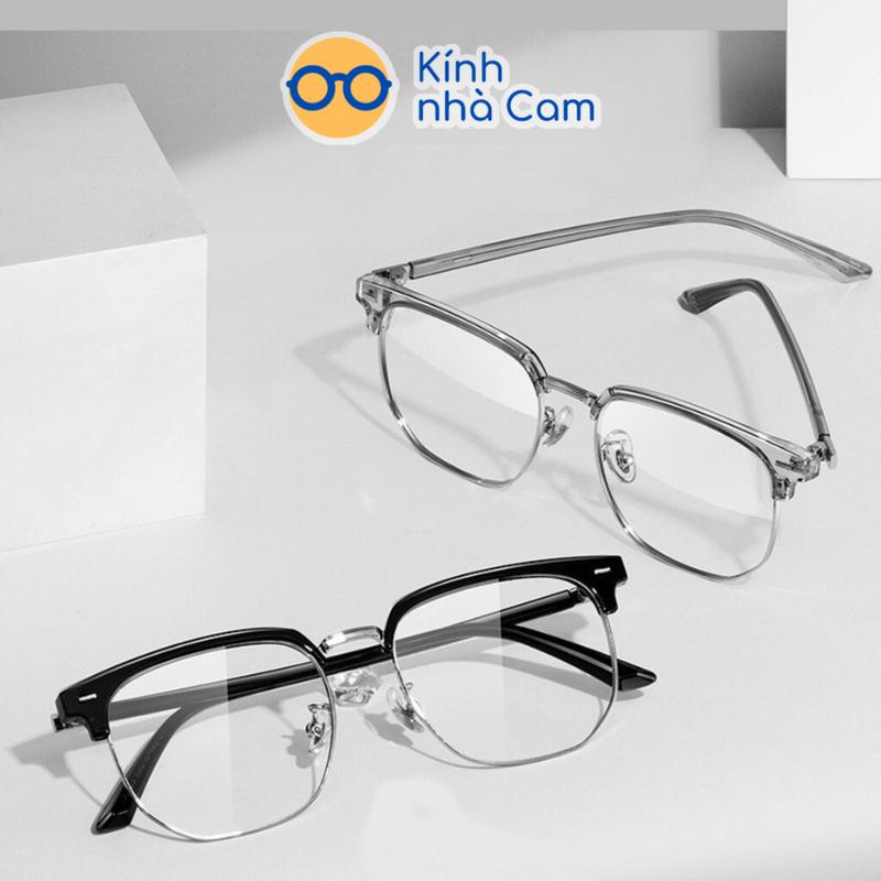 Gọng Kính Cắt Vành Nam Nữ 2026, Mắt Kính Nửa Vành Gọng Kim Loại Chống Ánh Sáng Xanh Unisex