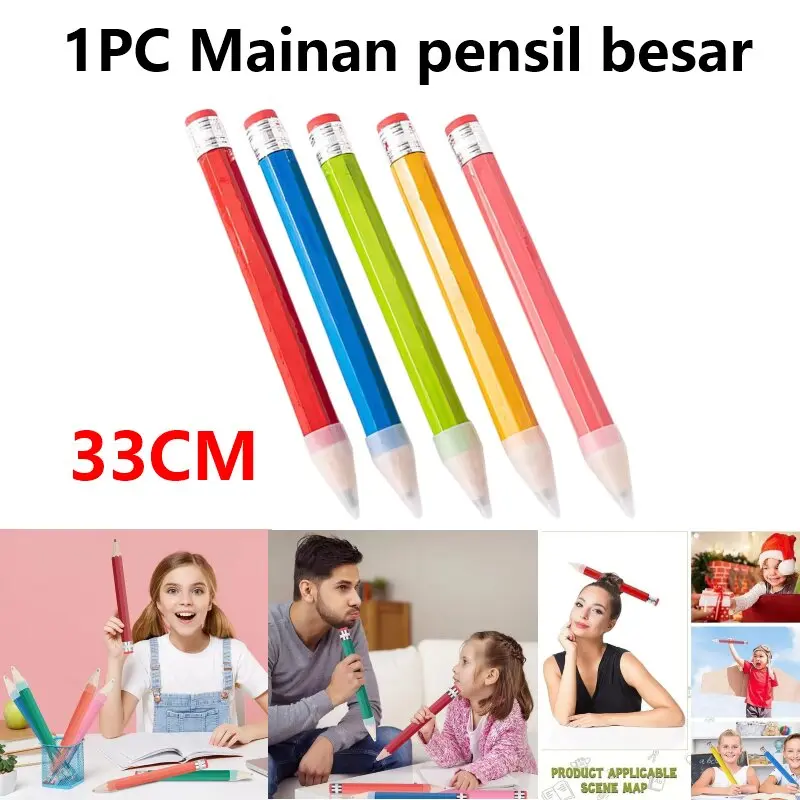 Mall Kualitas 33 CM Pensil Jumbo Besar Mainan Pencil Pensil Jumbo Hiasan Photo Kado Alat peraga pensil tebal berwarna