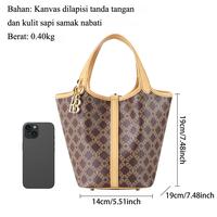 Gambar Royal Bagger Tas Bucket Kanvas Dilapisi Tanda Tangan & Kulit Sapi Samak Nabati, Tas Tangan Kasual untuk Wanita, Tas Tote - Coffee dari ROYAL BAGGER ID Kab. Tangerang 3 Tokopedia