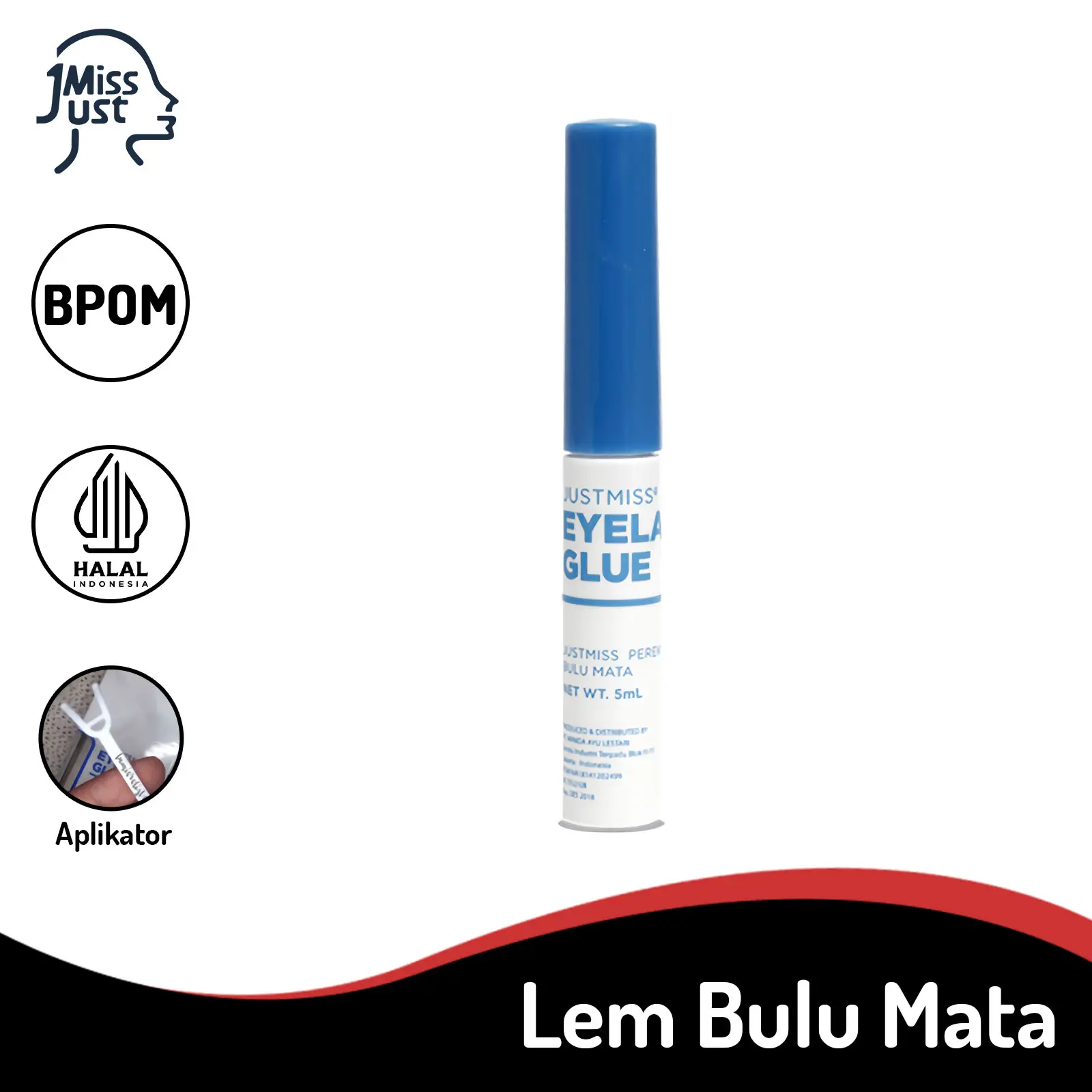Just Miss Lem Bulu Mata Halal BPOM 5 ML Eyelash Glue JUS Putih
