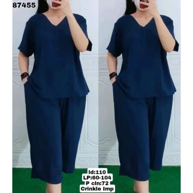 set andin Crinkle airflow Wanita Panjang Crinkle 4