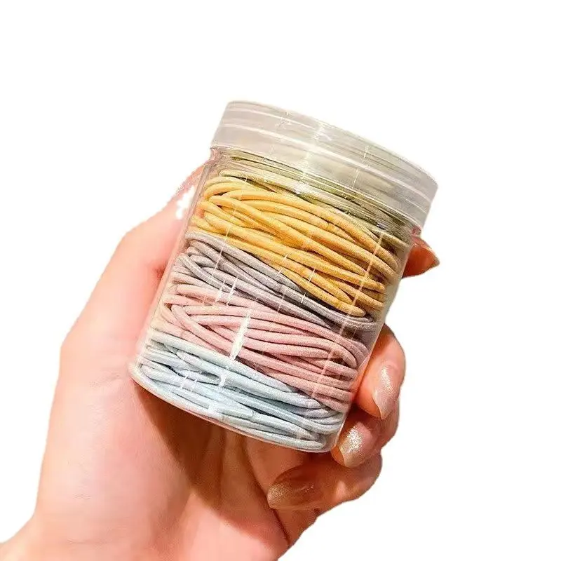 100 Rubber Bands Canned Basic Hair Ring Macaron Rubber Bands Ins Style Good-looking All-Match Rubber Bands Hair Rope