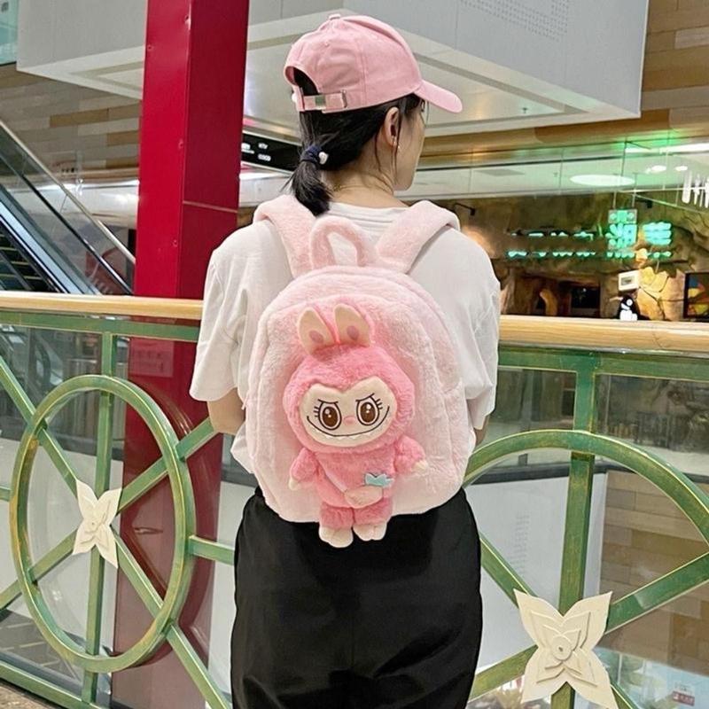 Ba lô đeo vai sang trọng Labububu nhồi bông dung tích lớn Nhung Backpack 6