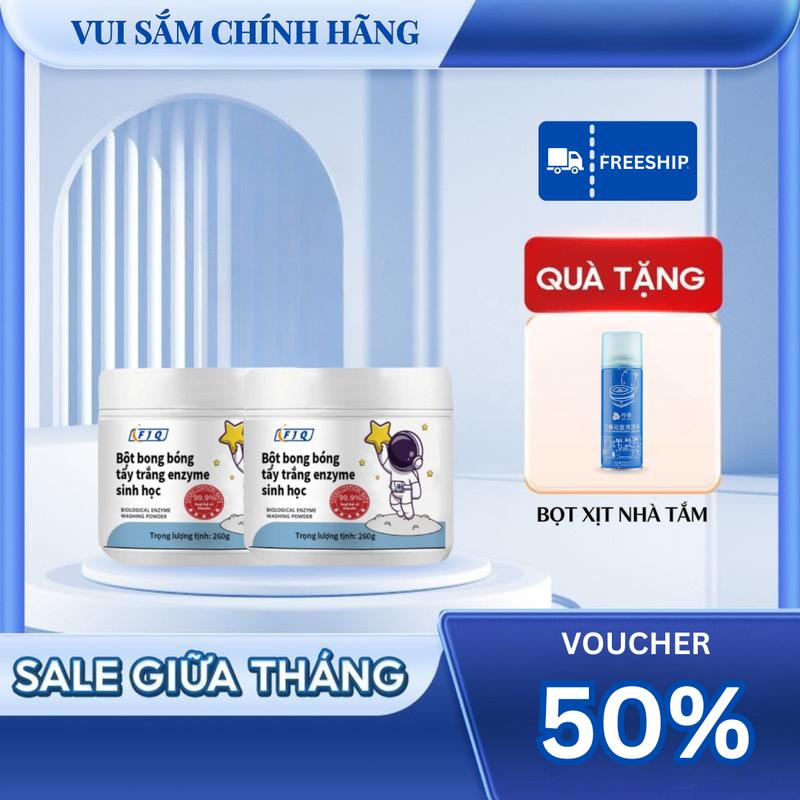 [Mua 1 Tặng 1] Bột tẩy trắng Sinh học 260g - Tẩy vết bẩn, khử vết ố vàng trên quần áo, giày dép, khăn , an toàn cho da và giày dép Làm Sạch Nam 1