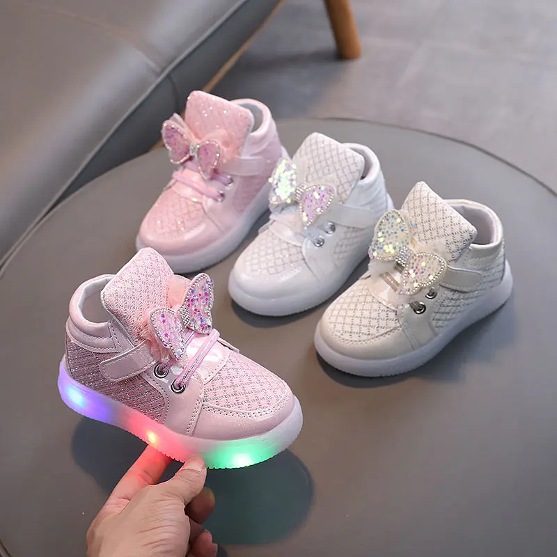 New LED boots for kids girls light up  high top casual shoes for kids unisex size 21-30