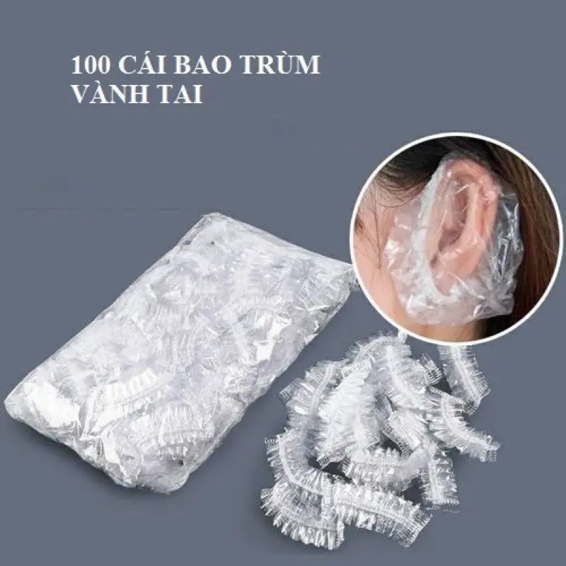 Bịch 100 cái bao trùm vành tai chống nước khi tắm hoặc làm tóc, bịt tai nhuộm tóc