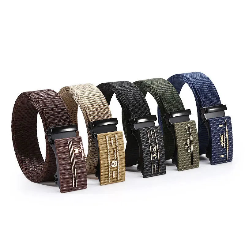 Thắt Lưng Nam, Thắt Lưng Khóa Không Răng Tự Động Bằng Sắt, Thoáng Khí, Màu Trơn Giả Nylon, Thân Thắt Lưng Bán Chạy 1