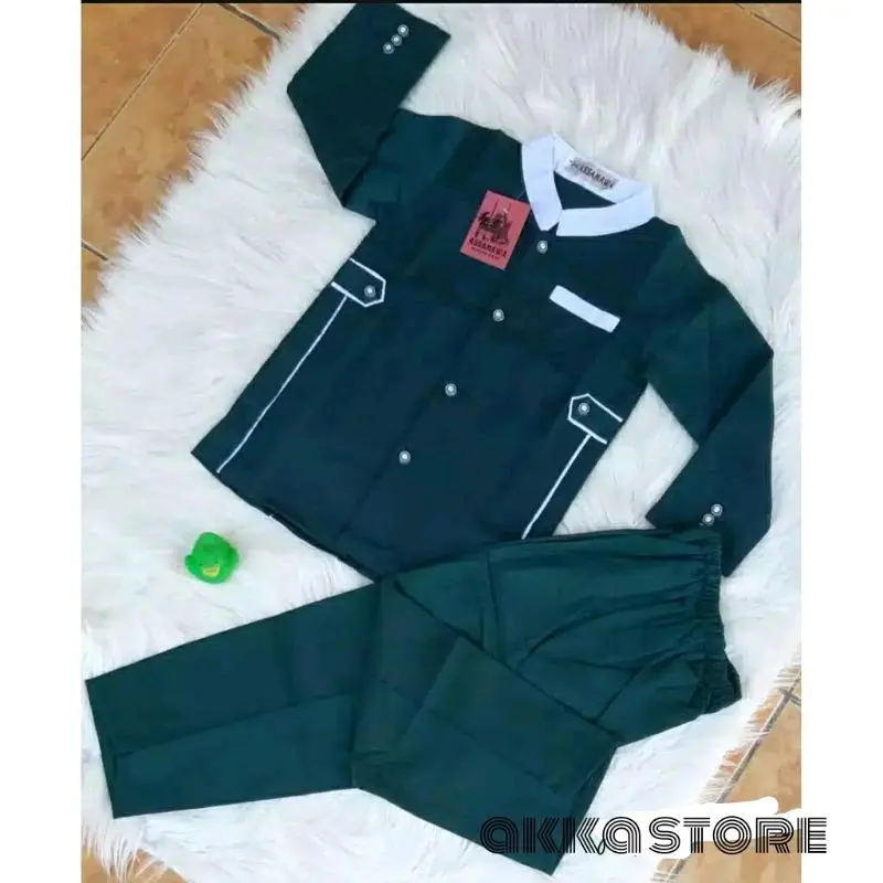 Baju koko anak Laki Laki Pakaian Muslim Anak Laki Laki Lengan Panjang Setelan Celana Kain 1