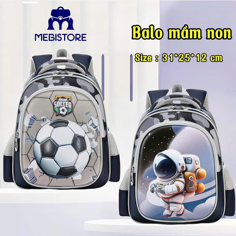 Balo mầm non hình quả bóng , phi hành gia in nổi 3D cho các bé đi chơi và đi học , size 31 phù hợp cho các bé trên 15kg