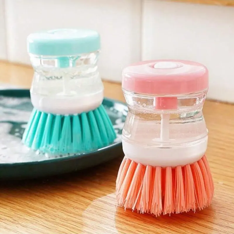 Press Type Automatic Liquid Dispenser Cleaning Brush, Multifunctional Dish Brush, Kitchen Cleaning Tool 3