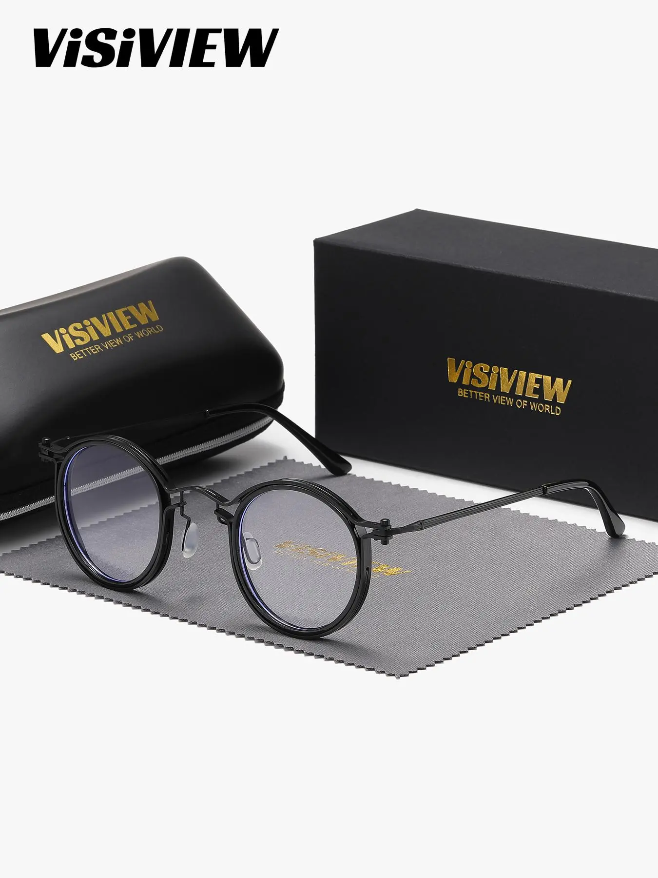 Vintage Round Frame Eyeglasses, Unisex Fashion Eyeglasses for Work, Daily Clothing Decor, Perfect for Student Daily Use