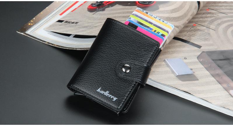 Product Introduction of Men's Card Holder in European and American Style with Lychee Pattern, Automatic Pop-up Card Type Clasp Wallet, Metal Aluminum Box Card Sleeve 16