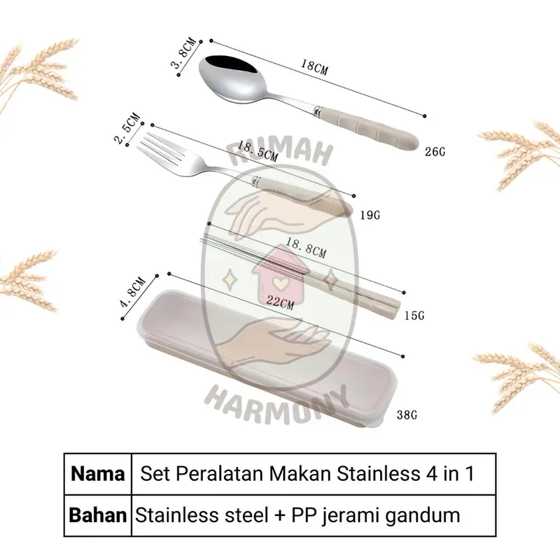 1 Kotak Sendok Garpu Sumpit Set Stainess Steel / Alat Makan Portable Hadiah 3 Pcs Set Sendok Alat Makan Stainless -Kitchenware 6