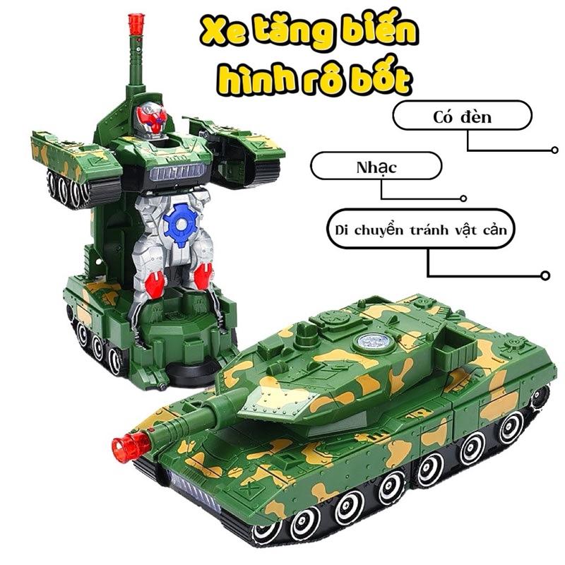 Đồ chơi xe tăng biến hình Robot tự động có đèn và nhạc Bộ quà tặng Bé trai Toy
