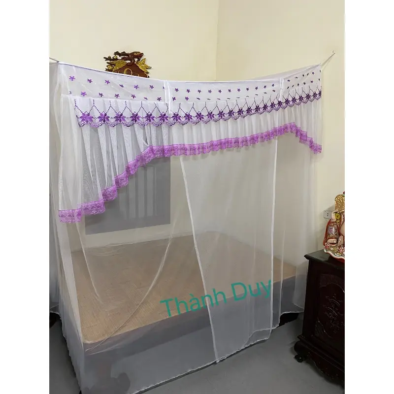 Mùng Ngủ-Màn Ngủ Tuyn Lạnh Thái Diềm Ren Thêu Cung Đình Cao Cấp 6