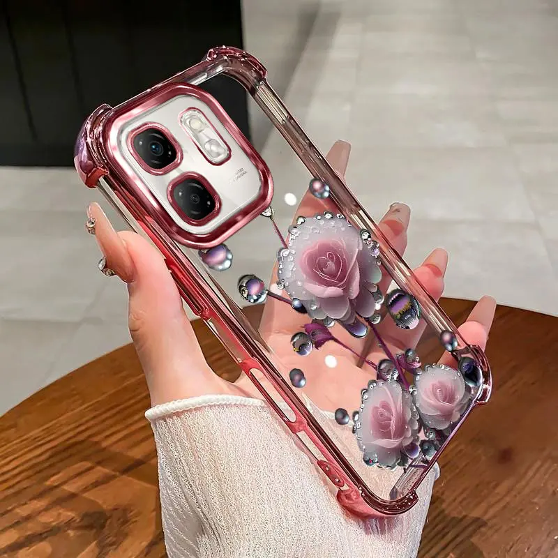 Cover Trasparente Per Oppo A16/A16s/A54s – Custodia Morbida TPU Con Angoli Rinforzati + 2 Vetri Temperati (Rosa/Viola) - 3