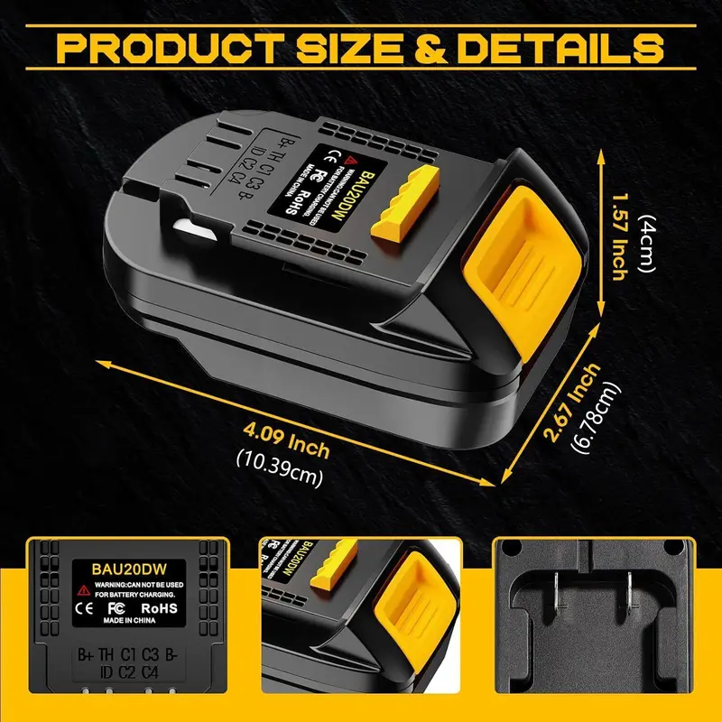 BAU20DW Lithium Battery Converter, Battery Converter for Dewalt 18V 20V Lithium Battery, Cordless Tool Accessories 1