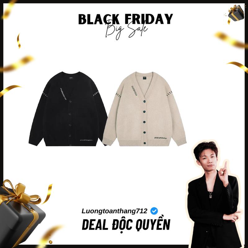 [ DOC QUYEN LUONGTOANTHANG ] Áo Cardigan Len Unisex Sunset Beige/Black/ Form Hàn - Local Brand The Slick Way UNISEX
