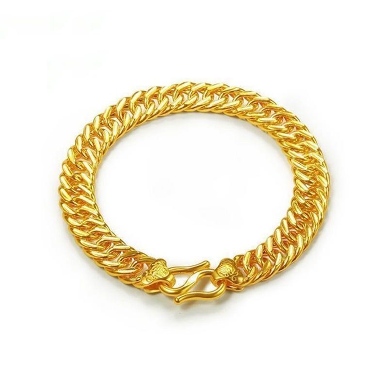High Imitation Vietnamese Gold-Plated Jewelry Source Dominant Classic Trendy Men's Boss Tank Bracelet Fu Character Head Bracelet 2