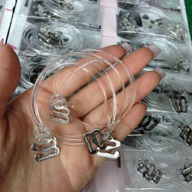 1 đôi dây áo trong suốt bản dẹp - dây trong sợi phở [P06] 7