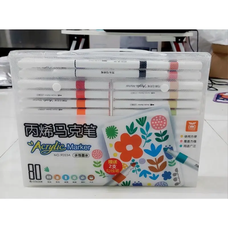 Bút Lông Màu Acrylic Marker 12/24 /36/48/60/80/100/120 Màu Hàng Cao Cấp An Toàn Màu Sắc Tươi Sáng Vẽ Được Trên Nhiều Chất Liệu 0