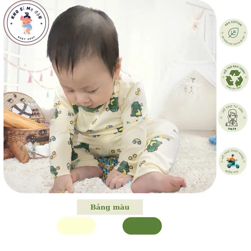 6-20kg Bộ quần áo thu đông in hình KHỦNG LONG,SIÊU NHÂN cho be trai,chất vải cotton,mềm mịn thấm hút,thoáng khí tốt. 2