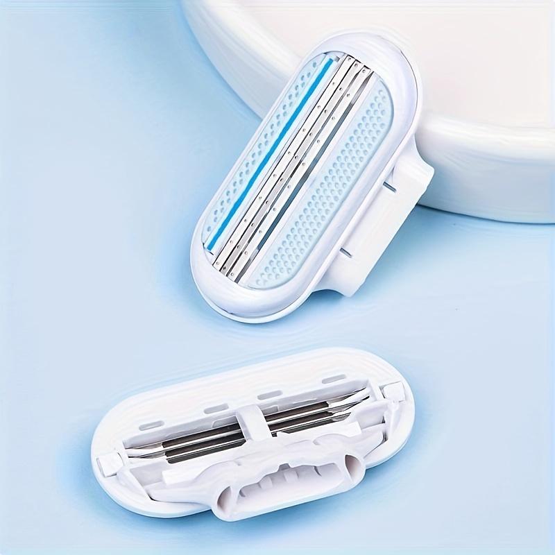 Product Introduction of Women's Manual Hair Removal Tool, 1 One Handle +8 One Blade, 3 Layers Stainless Steel Blades, Non-Slip Handle 1