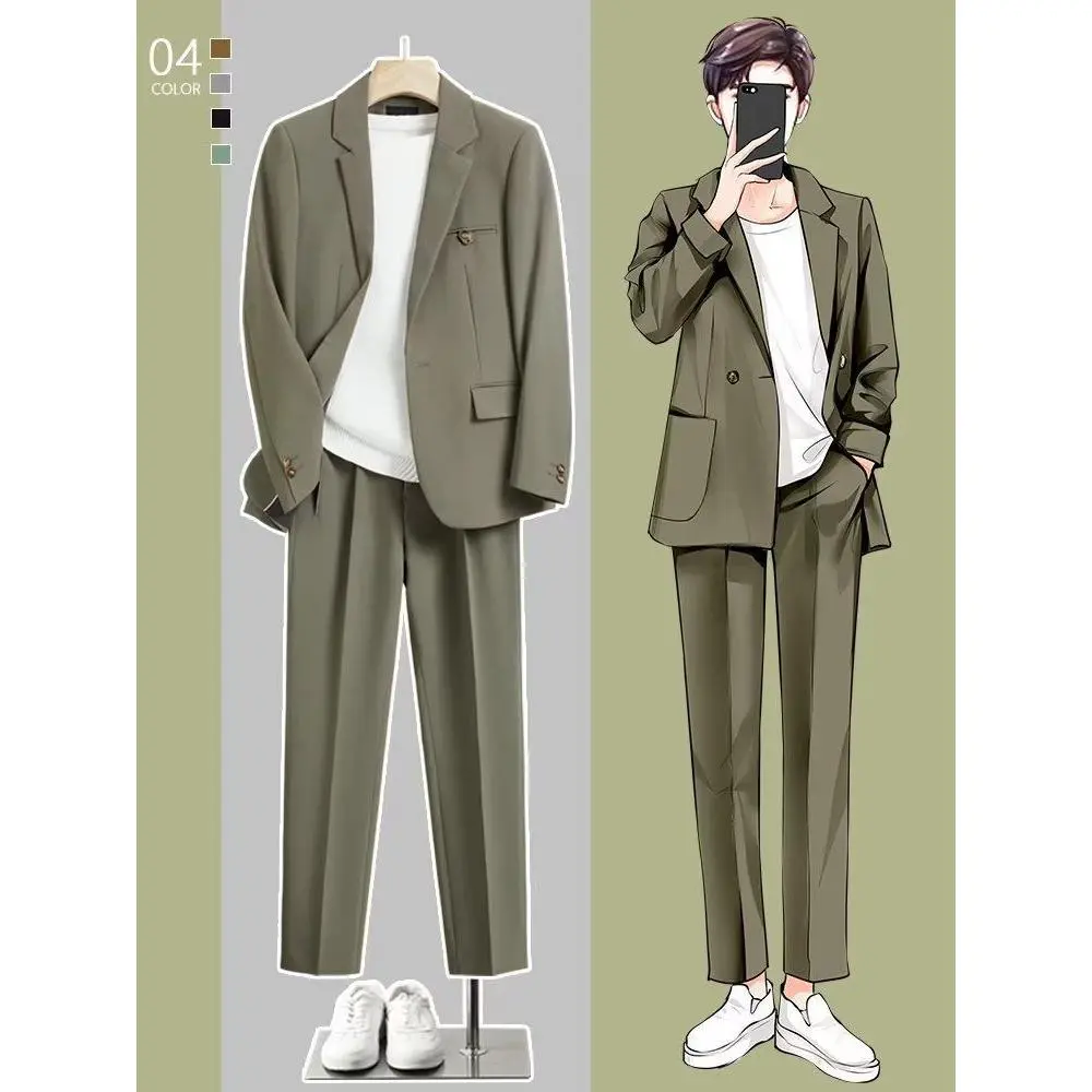 Spring and Autumn New Casual Suit Suit Men's Draping Loose Lightly Mature Korean Style Trendy High-Grade Suit Jacket Menswear Overalls