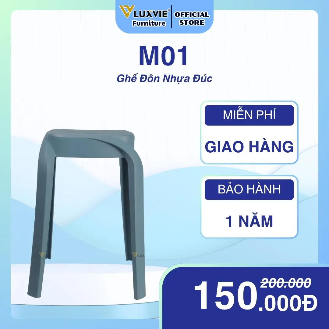 Ghế Đôn Nhựa Đúc M01 Cao Cấp với Chất Liệu Nhựa PP Đúc Nguyên Khối Thân Thiện với Môi Trường, Nhiều Màu Sắc, Bền, Đẹp, Tiết Kiệm Diện Tích