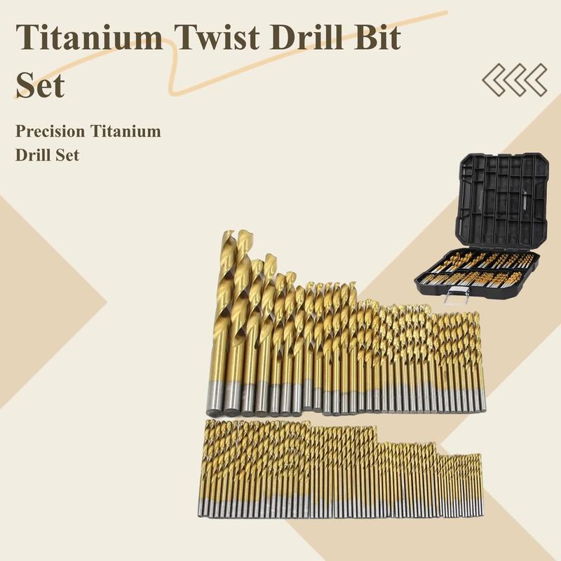 Titanium Twist Drill Bit Set, 135° Tip High Speed Steel Bit Kit, 1.5-10mm Woodworking Drill Bit Set with Storage Box, Suitable for Wood Plastic Fiberglass, Heavy Duty, Hardware, Industrial 2