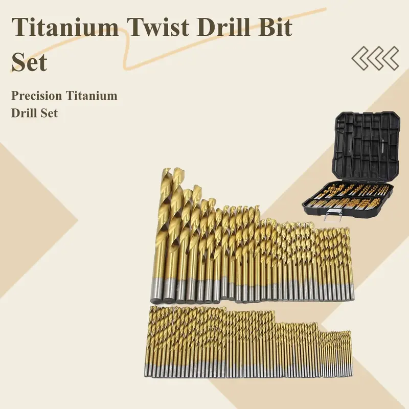 Titanium Twist Drill Bit Set, 135° Tip High Speed Steel Bit Kit, 1.5-10mm Woodworking Drill Bit Set with Storage Box, Suitable for Wood Plastic Fiberglass, Metal Bits, Tool Accessories, Power Tools 2
