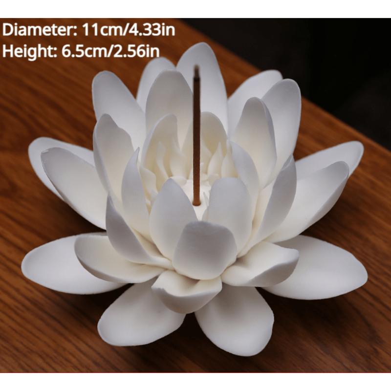 1pc Ceramic White Lotus Incense Burner, Flower Stick Holder for Yoga Studio Living Room Home Decor Freshener Scent 3