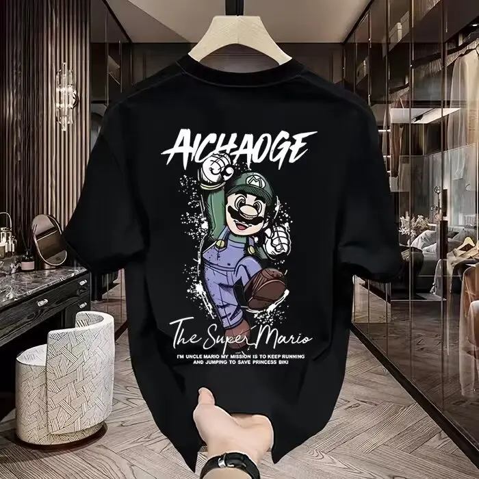 Áo thun ngắn tay in chữ Thương hiệu Thời Trang Mỹ tay ngắn Cotton cho nam Áo thường ngày dáng rộng thương hiệu thời trang Ins mùa hè cho nam