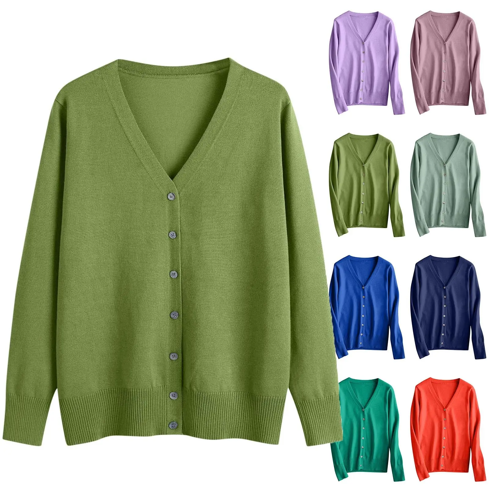 Women's New Spring And New Women's Sweater Cardigan V-neck Long Sleeve Plus Oversize Women's Cardigan Knitted Outer，Latest Viral Korean Style Comfortable Streetwear