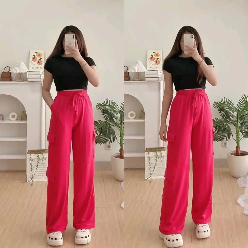 Kelly Cargo Pants dewasa/ Kulot Cargo/Loose Cargo Celana Panjang Wanita 3