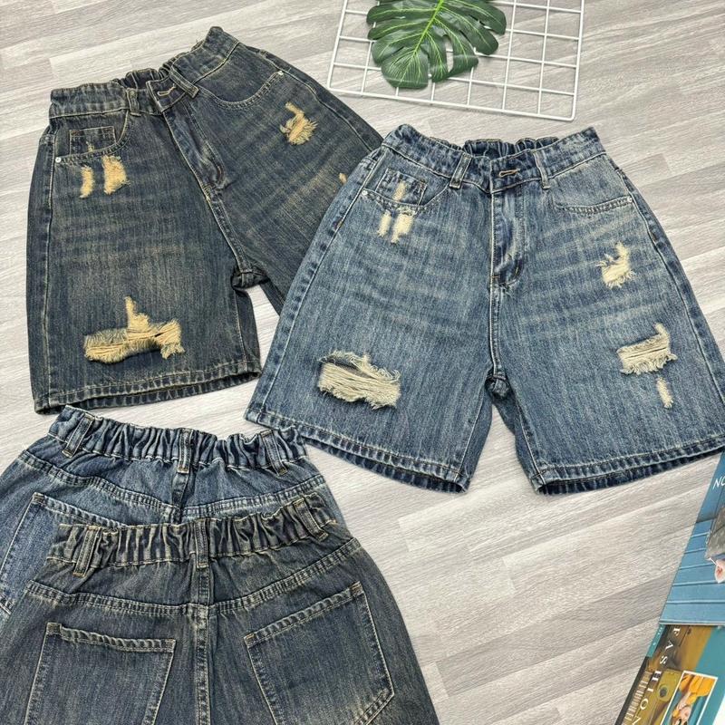 Quần jean đùi ngố lưng bo thun sau,jean không co dãn