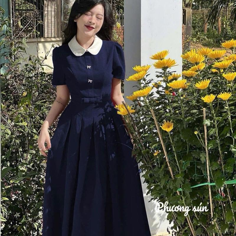 Đầm dự tiệc công sở dáng xoè phối cổ trắng DORIS DRESS