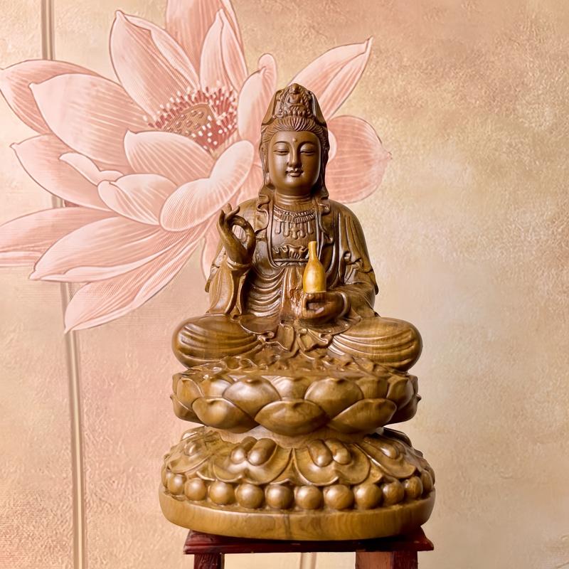 Product Introduction of Tượng Quan Thế Âm Bồ Tát Gỗ Bách Xanh Cao 15cm Mùi Hương Thơm 1